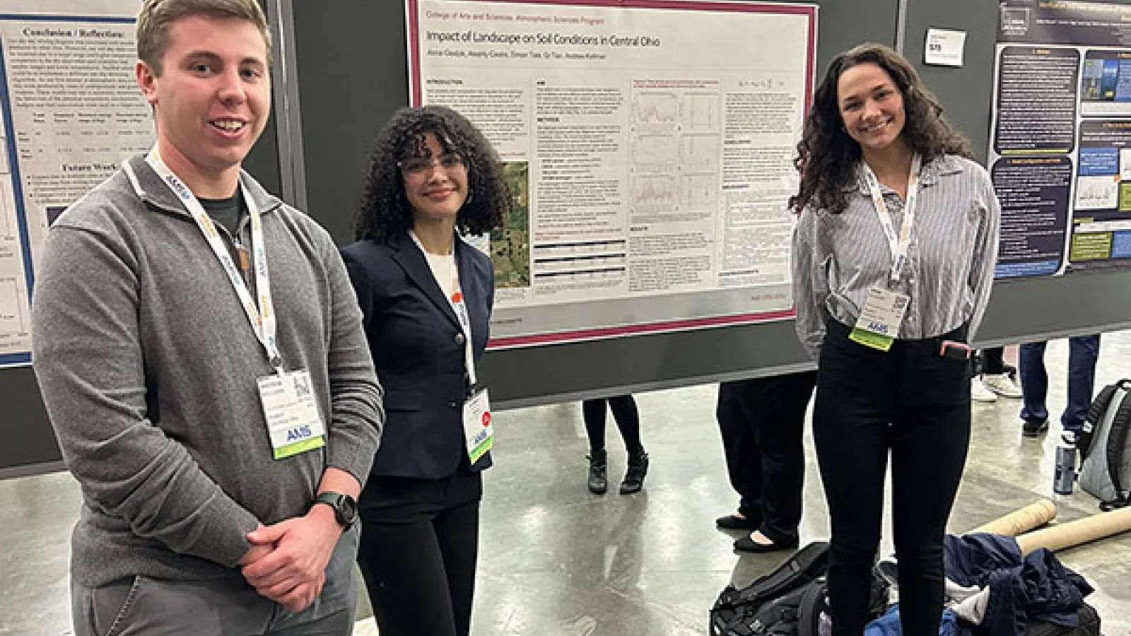 Students with poster at American Meteorological Society in Baltimore